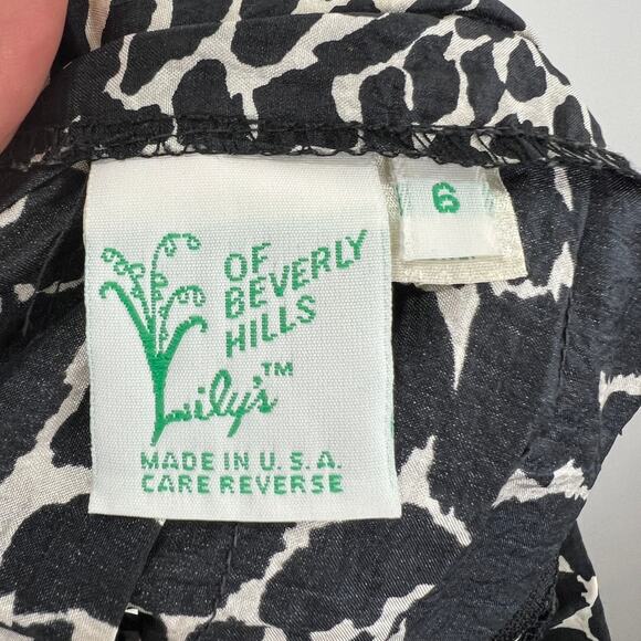 VTG Lily's of Beverly Hills Black White Animal Print Pleated Mini Skirt USA 6 - Picture 4 of 5